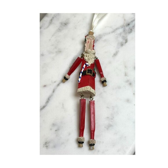 Vintage Pencil Slim Santa Jointed Arms & Legs Candy Cane Christmas Tree Ornament - Picture 1 of 5